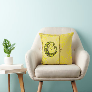 Moon Is Mine Yellow Throw Pillow