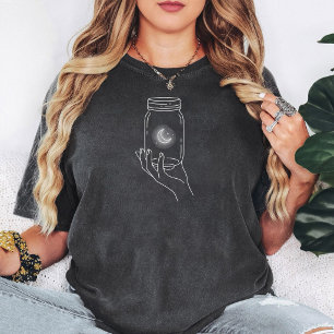 Moon Jar Line Art Celestial Mason Jar T-Shirt