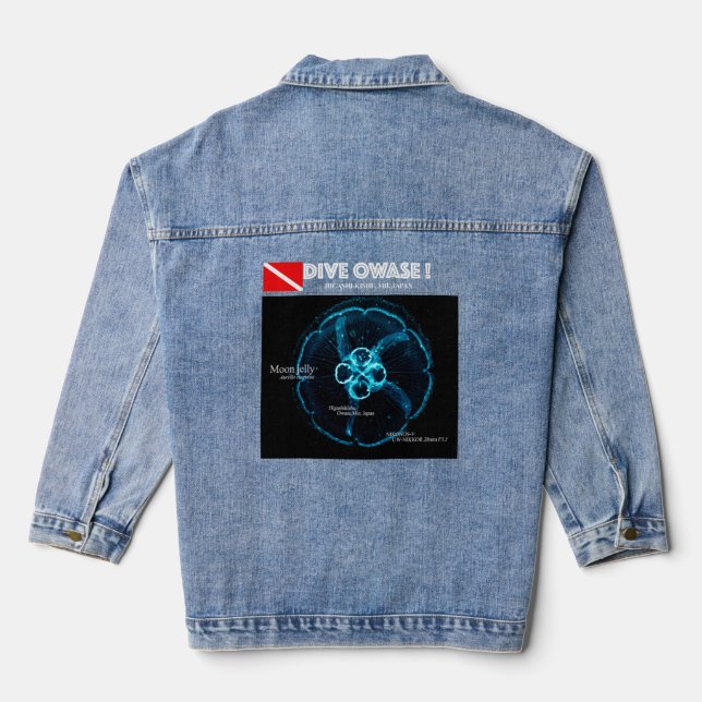 Moon Jelly in Underwater Space Denim Jacket (Back)