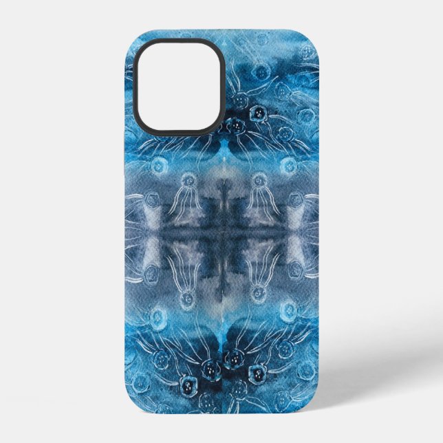 Moon jellyfish batik print iPhone case (Back)