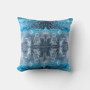 Moon jellyfish batik print throw pillow