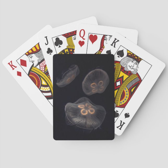 Moon Jellyfish Swimming Playing Cards (Back)