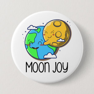 Moon Joy Cute Earth and Moon Hug 3 Inch Round Button