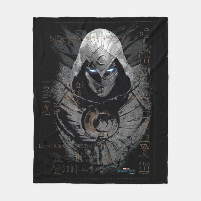 Moon Knight Dark Hieroglyphic Character Slab Fleece Blanket (Front)