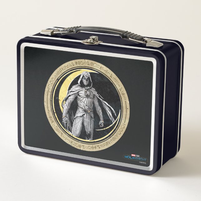 Moon Knight Gold Crescent Moon Character Graphic Metal Lunch Box (Front)
