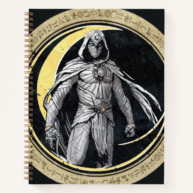 Moon Knight Gold Crescent Moon Character Graphic Notebook (Front)