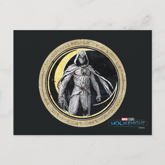Moon Knight Gold Crescent Moon Character Graphic Postcard (Front)