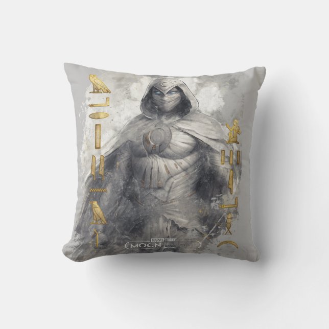 Moon Knight Hieroglyphic Graphic Throw Pillow (Front)