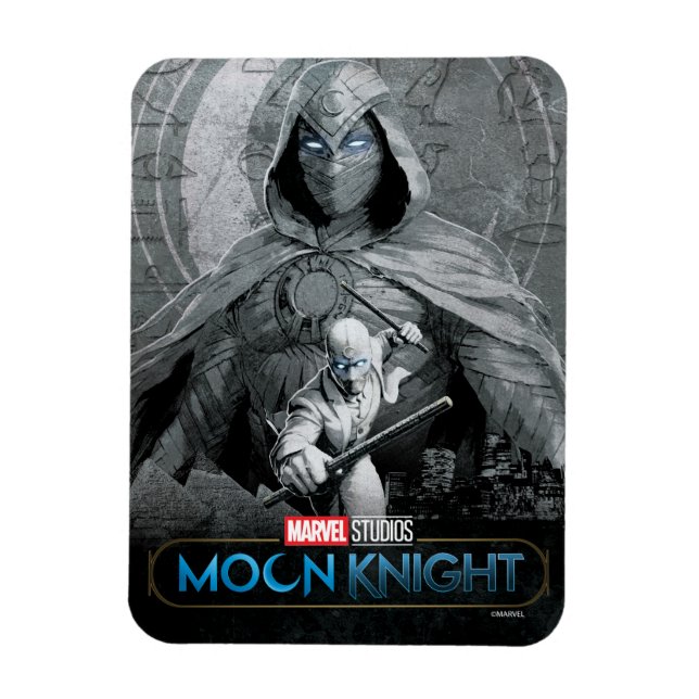 Moon Knight & Mr. Knight Skyline Graphic Magnet (Vertical)