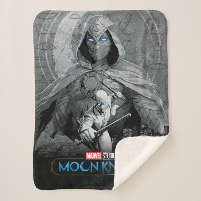 Moon Knight & Mr. Knight Skyline Graphic Sherpa Blanket (Front)