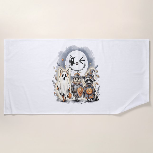 Moon Knight Raccoon Halloween Beach Towel (Front)