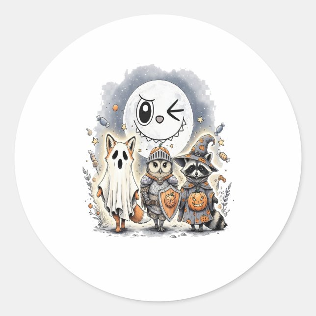 Moon Knight Raccoon Halloween Classic Round Sticker (Front)