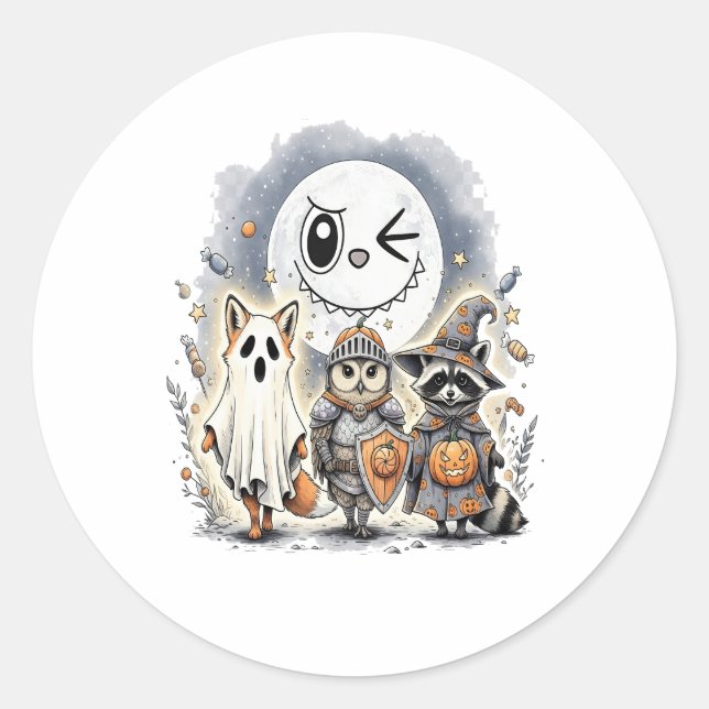 Moon Knight Raccoon Halloween Classic Round Sticker (Front)