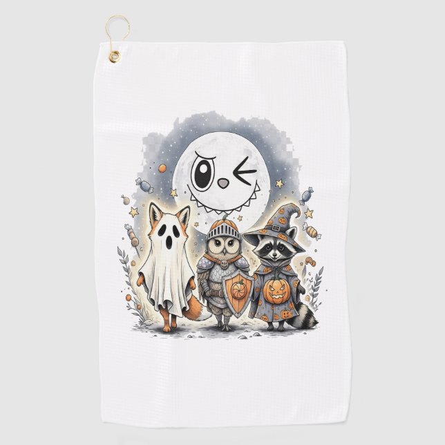 Moon Knight Raccoon Halloween Golf Towel (Front)