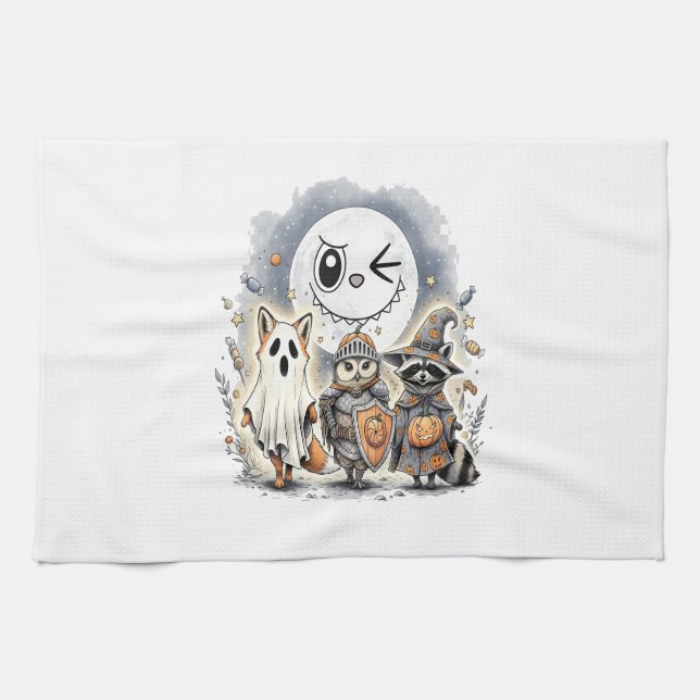 Moon Knight Raccoon Halloween Kitchen Towel (Horizontal)