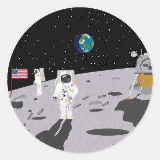 Moon Landing 1969 (Simple History) Classic Round Sticker