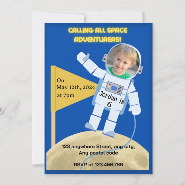 Moon landing Astronaut Invitation (Front)