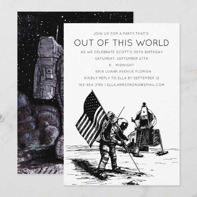 Moon Landing personalized Invitation (Front/Back)