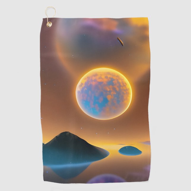 Moon landscape art   golf towel (Front)