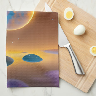 Moon landscape art   kitchen towel