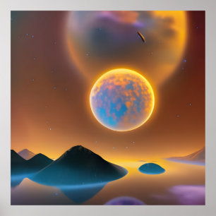 Moon landscape art   poster