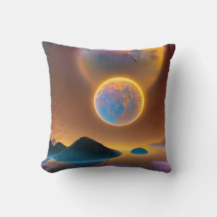 Moon landscape art  throw pillow