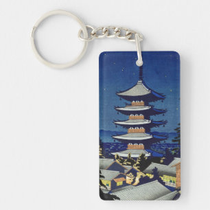 Moon Light In Yasaka Pagoda Asano Takeji Keychain
