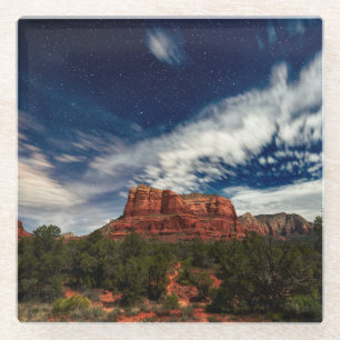 Moon Light over Sedona, Arizona Glass Coaster