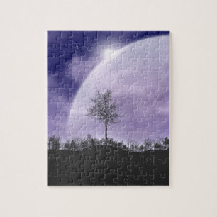 Moon Light Stars Sky Trees Whimsical Personalize Jigsaw Puzzle