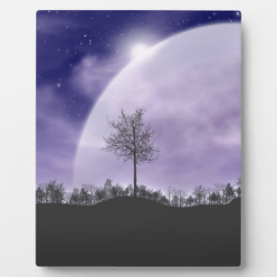 Moon Light Stars Sky Trees Whimsical Personalize Plaque
