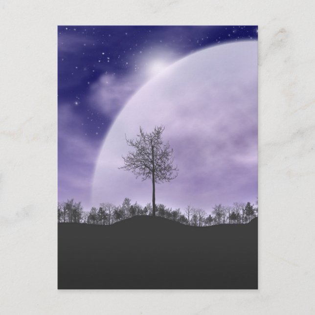 Moon Light Stars Sky Trees Whimsical Personalize Postcard (Front)