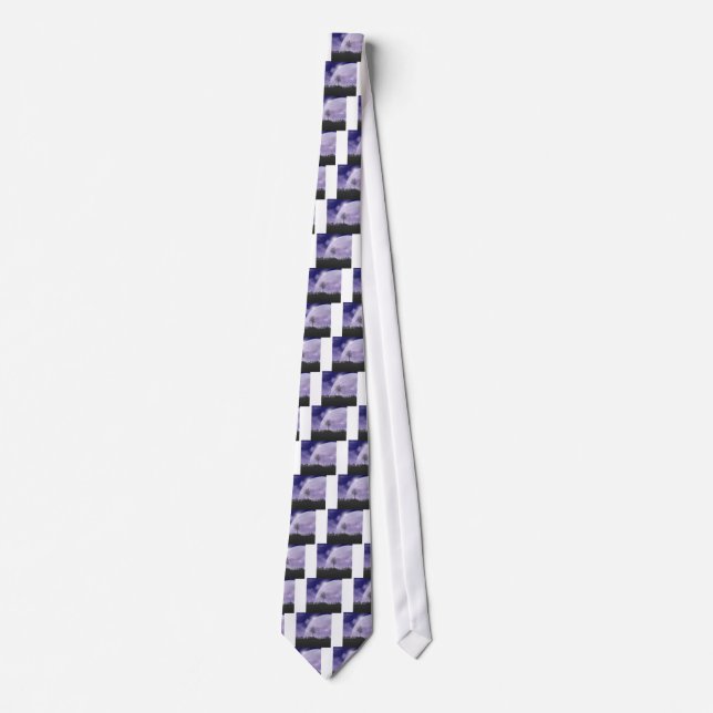 Moon Light Stars Sky Trees Whimsical Personalize Tie (Front)