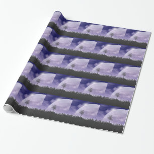 Moon Light Stars Sky Trees Whimsical Personalize Wrapping Paper