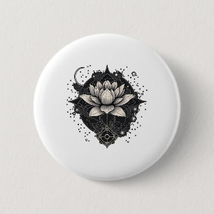 Moon Lotus Flower Yoga Meditation 2 Inch Round Button