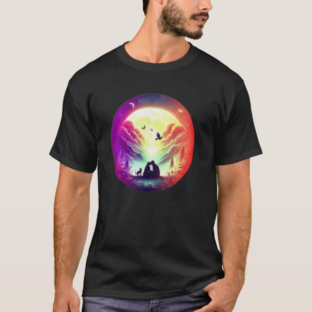 moon love couple T-Shirt (Front)