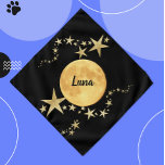 Moon Luna Gold Stars Personalized Pet Bed Bandana<br><div class="desc">Black & Gold Moon Luna and Stars Personalized Pet Neckwear Bandana features a full moon/luna with gold stars on a black background which mimics the night sky. Personalize with your pet's name. This pet bandana works for a a dog, cat, rabbit, or other pet. You can personalize it by changing...</div>