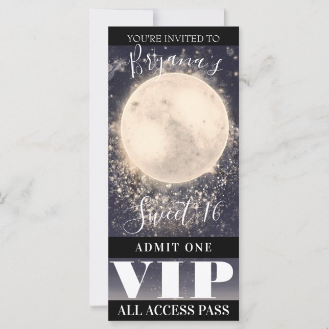 Moon Magic Celestial Sky Birthday Party VIP Ticket (Front)