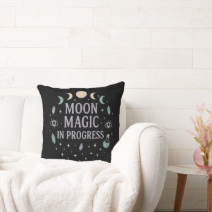 Moon Magic In Progress Witch Stars Gothic Throw Pillow