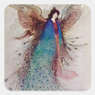 “Moon Maiden” Fairy Art by Warwick Goble Square Sticker