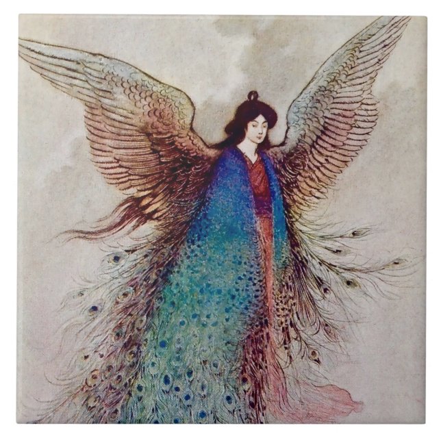 “Moon Maiden” Fairy Art by Warwick Goble Tile (Front)