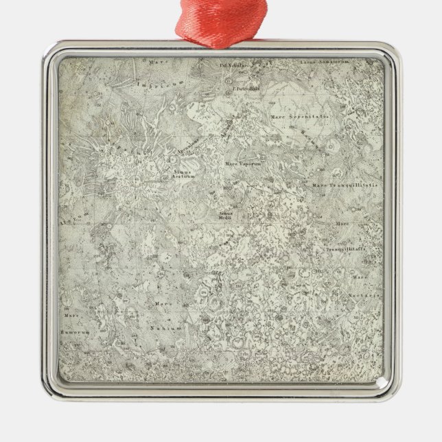 Moon Map Metal Ornament (Front)