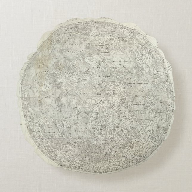 Moon Map Round Pillow (Front)
