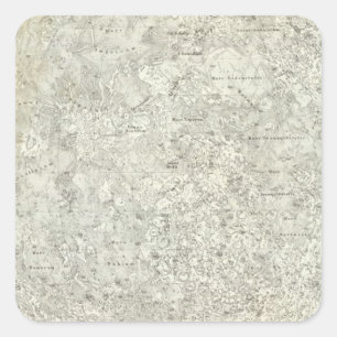 Moon Map Square Sticker
