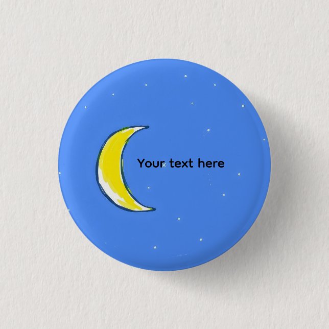 Moon – Minimal Lunar Custom Text Design 1 Inch Round Button (Front)