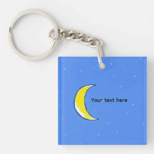 Moon – Minimal Lunar Custom Text Design Keychain