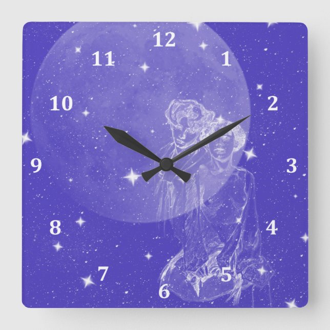 Moon Mirage Square Wall Clock (Front)