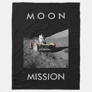 moon mission astronaut buggy space fleece blanket