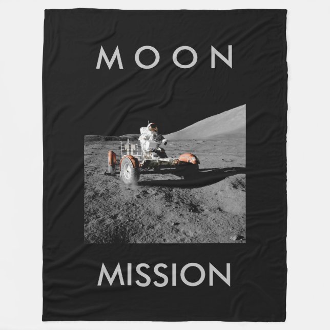 moon mission astronaut buggy space fleece blanket (Front)