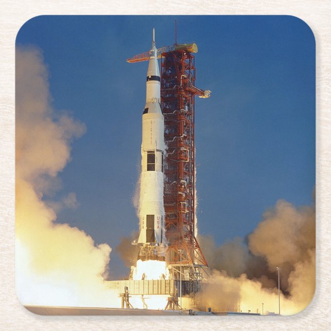 Moon Mission Spacecraft Ground View Square Paper C Coaster (Front)