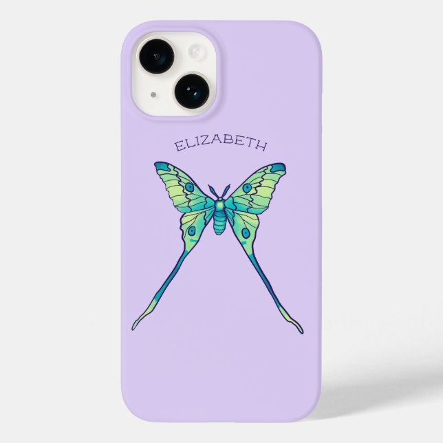 Moon Moth Magic - Purple Butterfly Lover Art Case-Mate iPhone Case (Back)